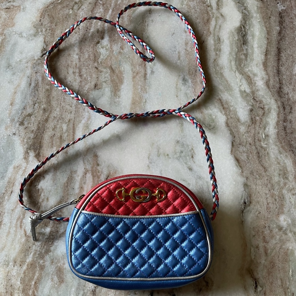 Gucci metallic leather trapuntata cross body bag